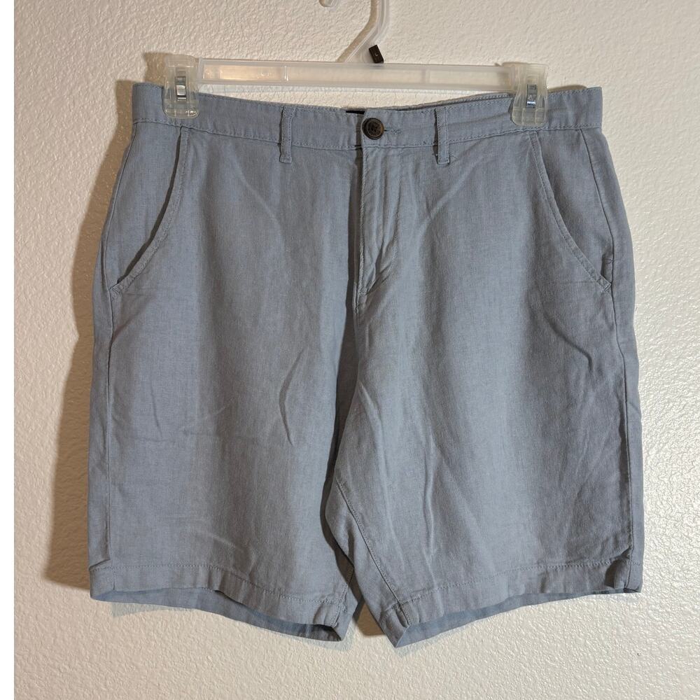 JACHS New York Men's Size 32 Light Blue Linen Blend Shorts Flat Front Chino